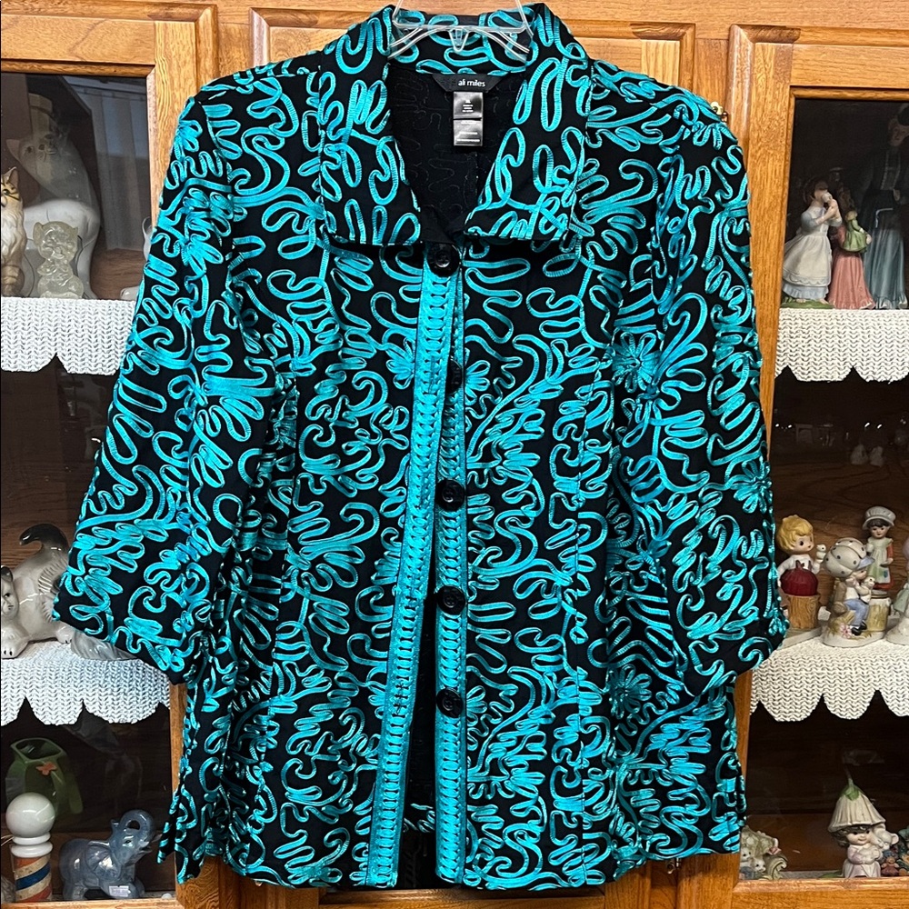 Ali Miles Black and Teal Jacket